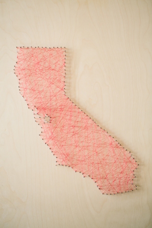 Map of California made of string